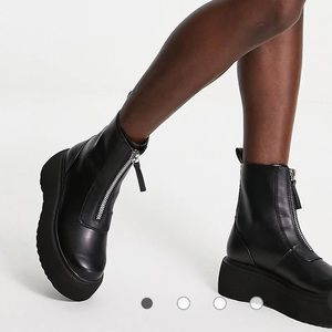ASOS DESIGN Amsterdam chunky zip front ankle boots in black